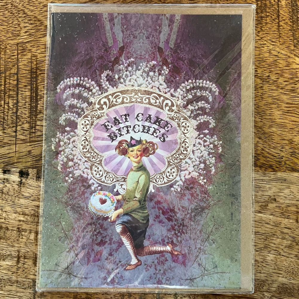 Papaya Greeting Card, “Eat Cake B$&@!e%#”